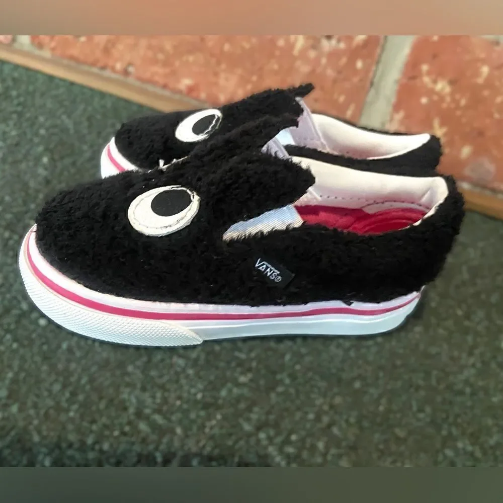 VANS Slip On Infant Baby Toddler Friend Party Furry Black Shoes size 5